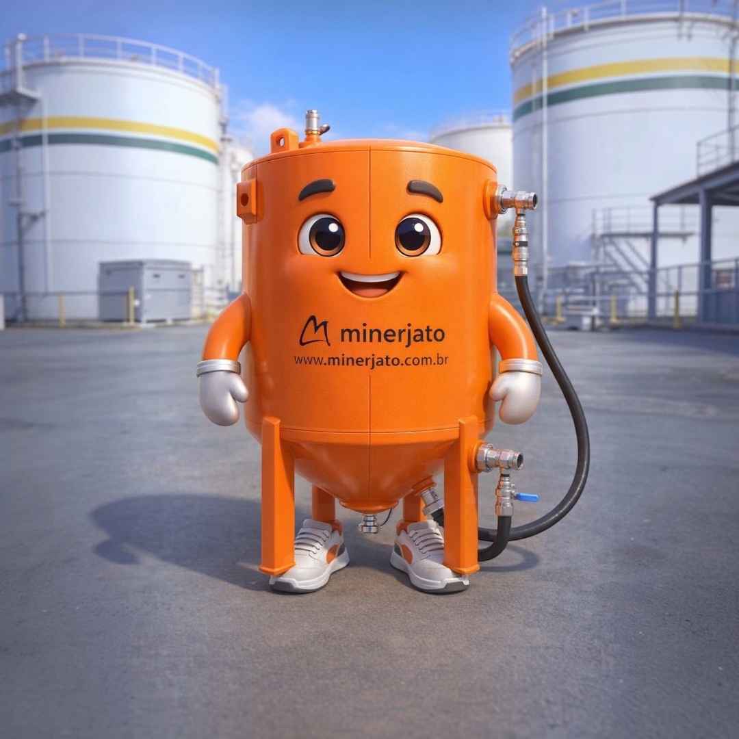 Jatolino, mascote da Minerjato em formato de vaso de jateamento